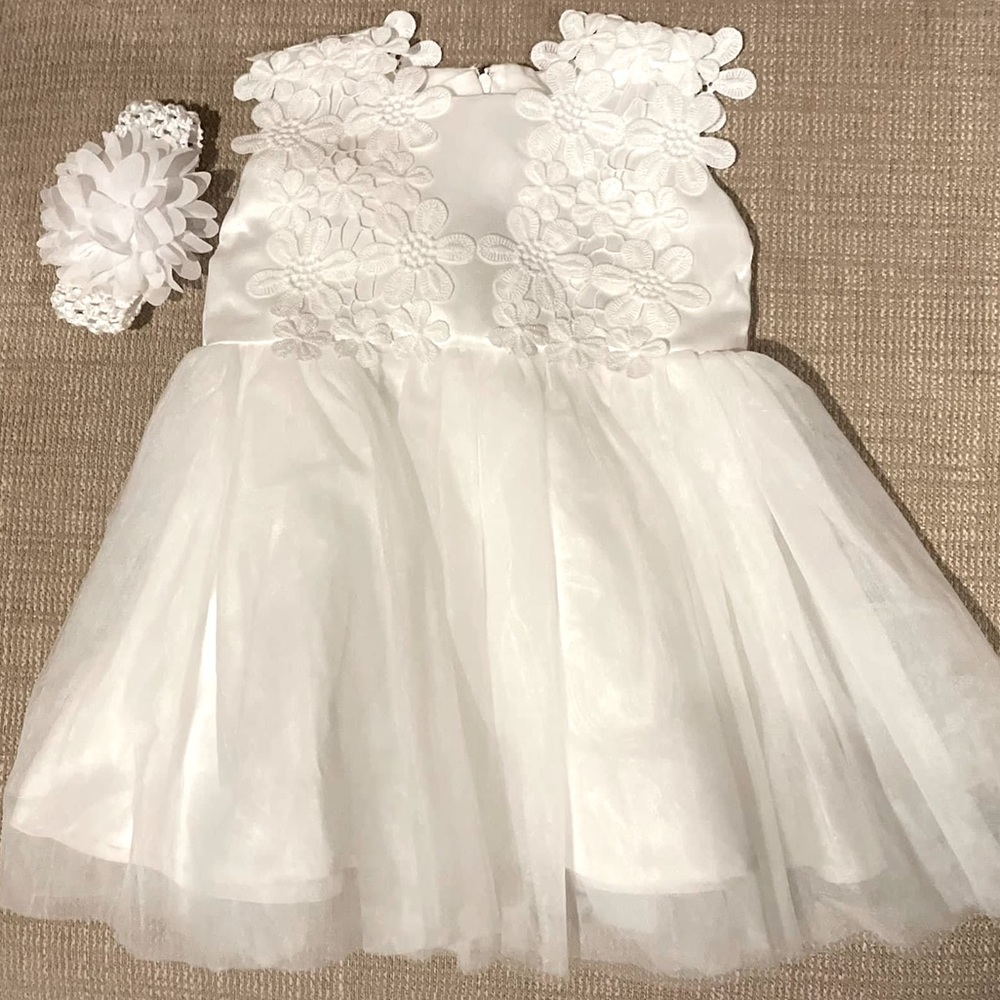 Baby Girl White Dress w/ Headband